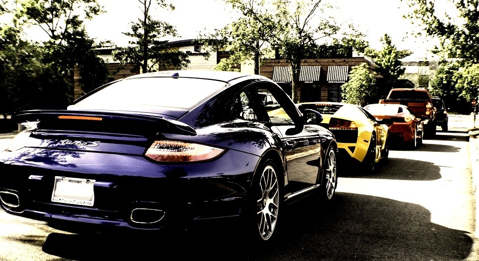Porsche 911 Turbo S, Lamborghini Murcielago and Ferrari 458